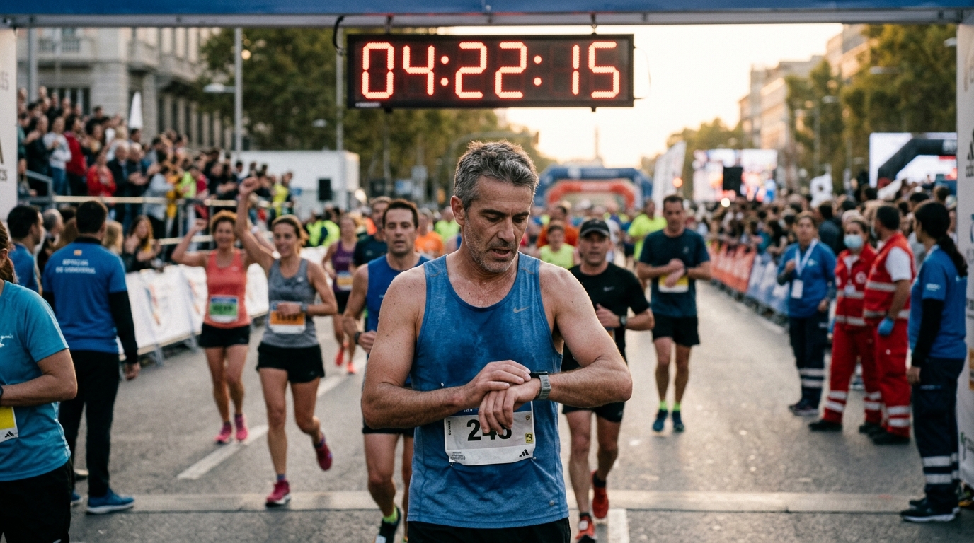 Qual é o tempo médio de uma maratona por faixa etária?