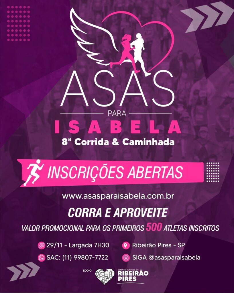 Ribeirão Pires recebe 8ª Corrida Asas para Isabela em novembro de 2026